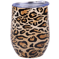 Insulated Stainless Steel Wine Tumbler 330ml - Leopard Print