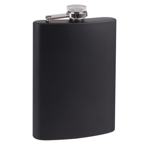 Stainless Steel Hip Flask - Black 236ml