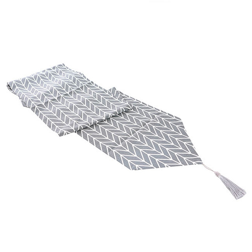 Cotton-Linen Table Runner - Grey Zig Zag