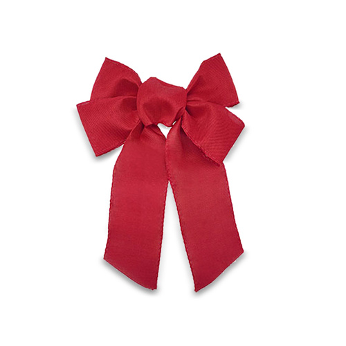 Red Double Bow Wire Edged Linen Ribbon