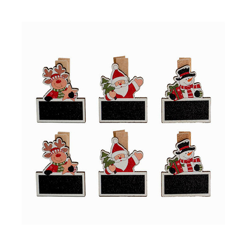 Assorted Blackboard Christmas Wooden Pegs Set